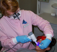 photo of velscope being used on a patient